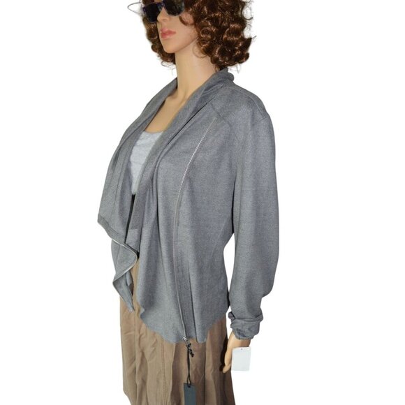 NWT Blank NYC Heathered Gray Waterfall Zip Up Jacket Cowl Neck Women's Size XL - Picture 4 of 12